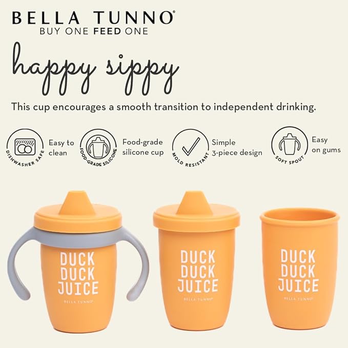 Sippy Cup by Bella Tunno, Silicone Training Cup with Transition Handles for Infants, Toddlers & Kids, Babies 6-12 Months & Toddlers 1-3 Years, Boys & Girls, Cheers, 8 oz