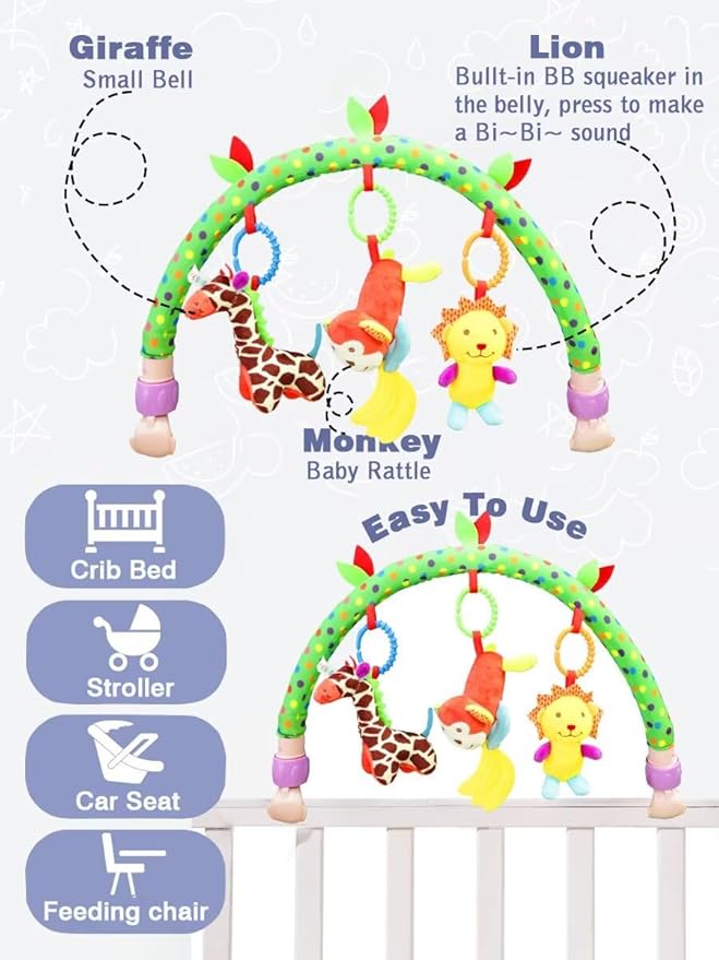 Pau1Hami1ton Baby Stroller Arch Toys, Car Seat Toys,Baby Gifts.S-19(Monkey)