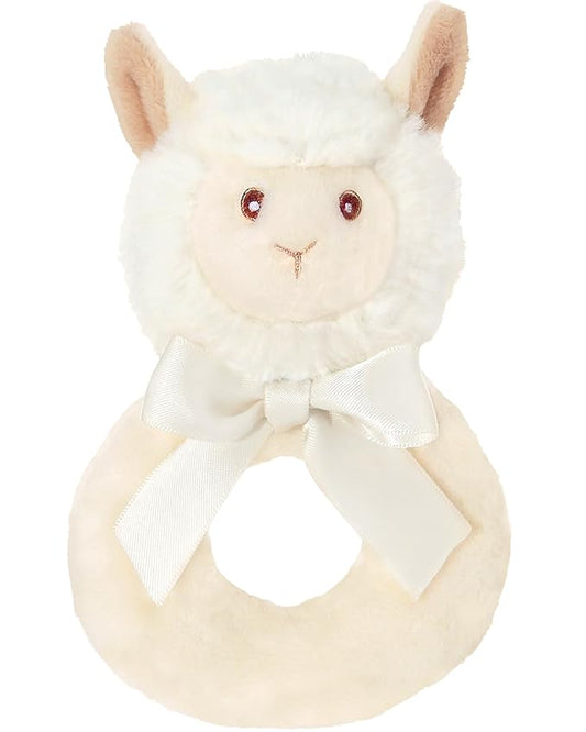 Bearington Collection Baby Lil’ Alma, 5.5 Inch Plush Llama Stuffed Animal Soft Rattle