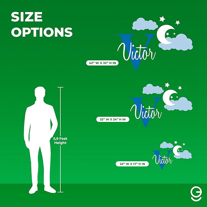 e-Graphic Design Inc Clouds Wall Decals Moon and Stars Custom Name Baby Room Decor Personalized Moon, Stars, Murals (22" x 17")