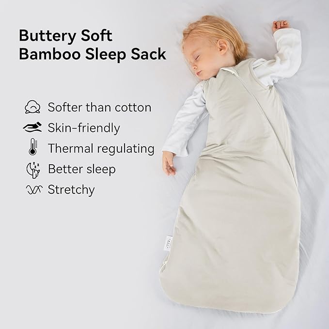 Rayon Made from Bamboo Sleep Sack 0-36 Months 1.0 Tog Ultra Soft Baby Wearable Blanket Toddler Sleeping Sack for Babies (Oat, L(12-18M))