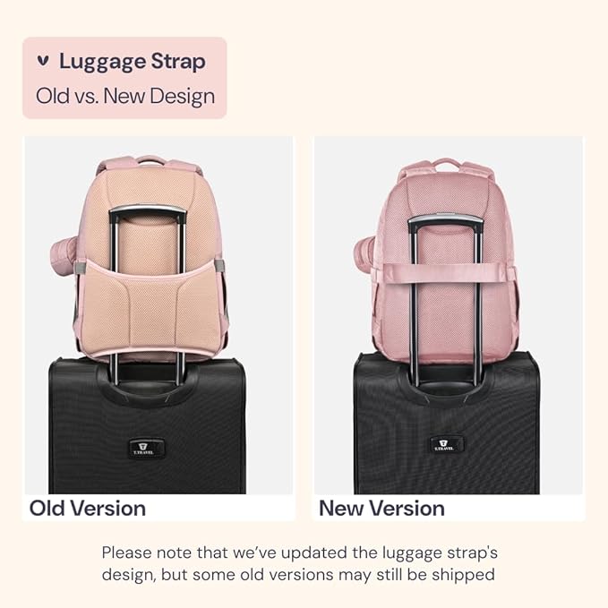 BabbleRoo Diaper Bag Backpack, Travel Backpack with Changing Pad, Pacifier Case & Stroller Straps, Multifunction, Waterproof, Unisex – Pink