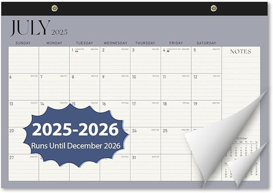 Desk Calendar 2025-2026, Monthly Desktop Large Calendar Runs Until December 2026-17" x 12" Desk Wall Planner for Family Office Teacher School, Blue