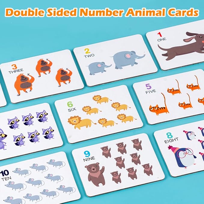 Montessori Arithmetic Math Toy Set, Toddler Wooden Montessori Toys for 2 3 4 5 6 Years Old, Number Cognitive Clip Bead Matching Game, Boy Girl Birthday Gift