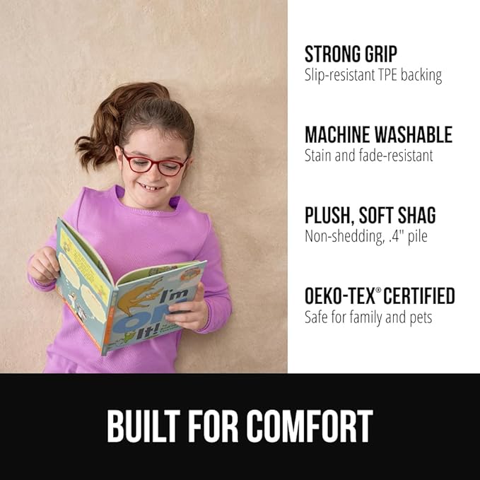 GORILLA GRIP Ultra Soft Washable Area Rug, Stain and Slip Resistant Plush Thick Carpet for Bedroom Living Room, No Shed Floor Rugs, Pet Friendly, Dorm Essentials, Kids Nursery Home Decor, 4x6, Ivory