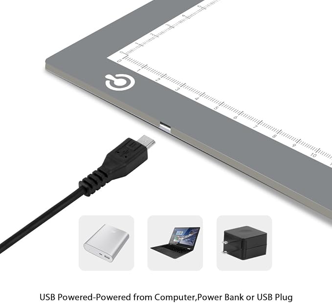 LitEnergy Portable A4 LED Copy Board Light Tracing Box, Silver Ultra-Thin Adjustable USB Power Artcraft LED Trace Light Pad for Tattoo Drawing, Streaming, Sketching, Animation, Stenciling