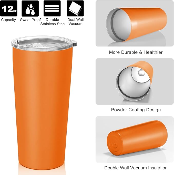 VEGOND 20oz Tumbler Stainless Steel Tumbler with Lid And Straw Vacuum Insulated Double Wall Travel Coffee Mug(orange package 6)