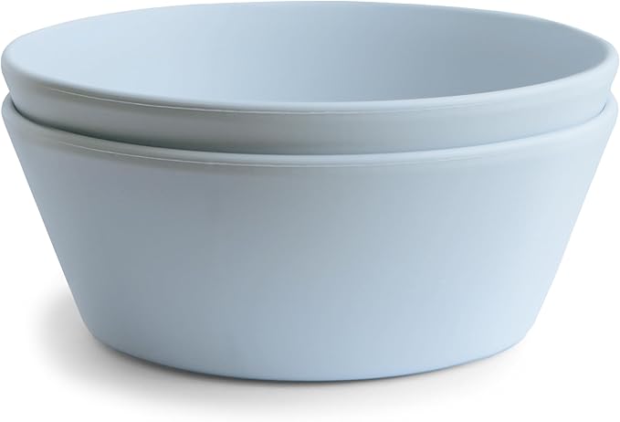 mushie Round Dinnerware Bowls for Kids | Made in Denmark, Set of 2 (Powder Blue)