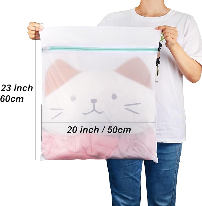 Tenn Well 3PCS Mesh Laundry Bags, 20 x 23 Inches Large Lingerie Bags for Washing Delicates, Garments, Bath Towels, Dirty Clothes, Socks, Toys, Travel