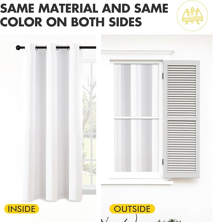 MIULEE Pure White Curtains for Bedroom Living Room 90 Inches Long 2 Panels, Thermal Insulated Room Darkening Drapes Grommet Top Noise Reducing Window Treatments 40x90 Inch