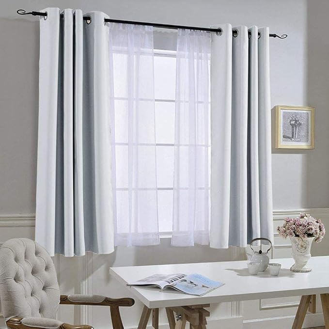 NICETOWN Greyish White Room Darkening Curtains - Window Treatment Thermal Insulated Grommet Panels/Drapes for Bedroom (2 Panels, 52 by 54)