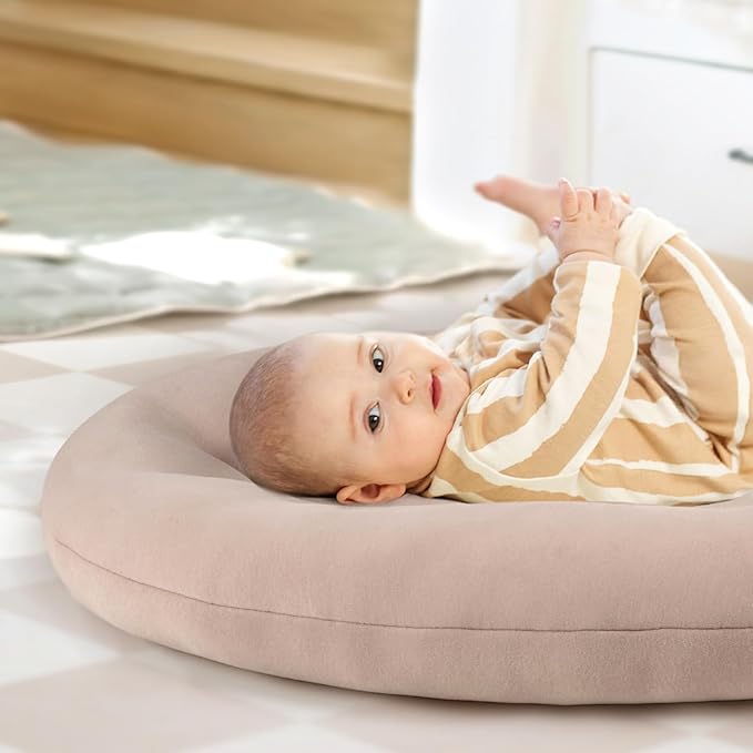Baby Lounger for Newborn: Portable & Lightweight Pillow for Tummy Time Playtime & Diaper Changes - Skin-Friendly & Breathable for 0-12 Month Supervised Use