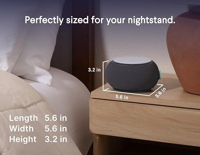 SNOOZ Smart White Noise Sound Machine - Real Fan Inside for Non-Looping White Noise, Sleep Aid for Adults, Travel, Sleeping, Bedroom, Portable, Baby Registry Essential - Charcoal