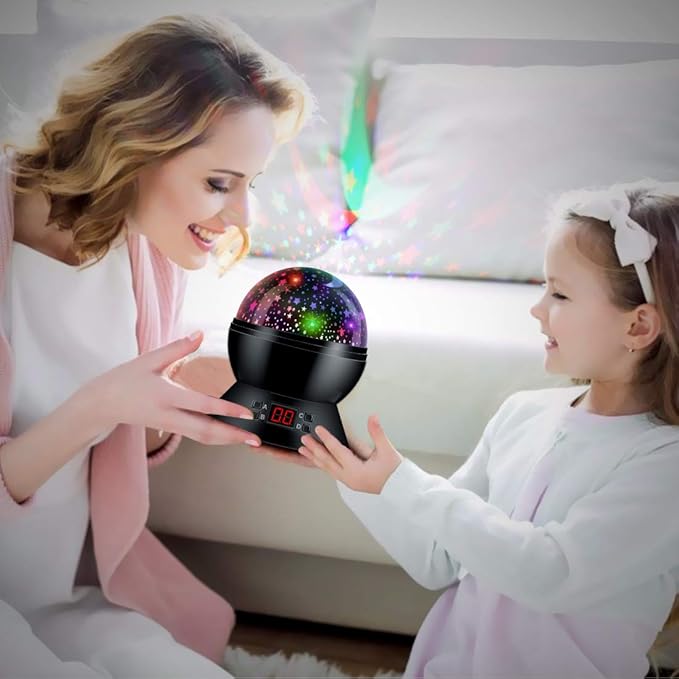 MOKOQI Star Projector Night Lights for Kids with Timer, Toys for 2-5-14 Year Old Boys Room Lights for Kids Glow in The Dark Stars Moon for Child Sleep Peacefully, Birthday Gifts for Boys-Black