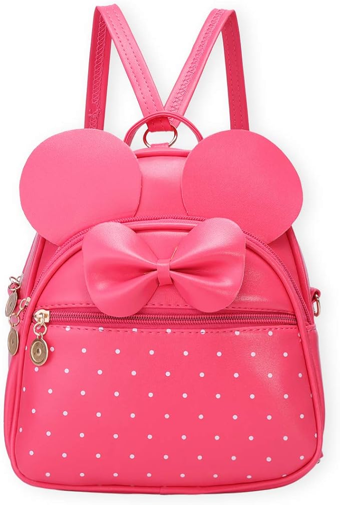 KL928 Girls Bowknot Polka Dot Cute Mini Backpack Small Daypacks Convertible Shoulder Bag Purse for Women