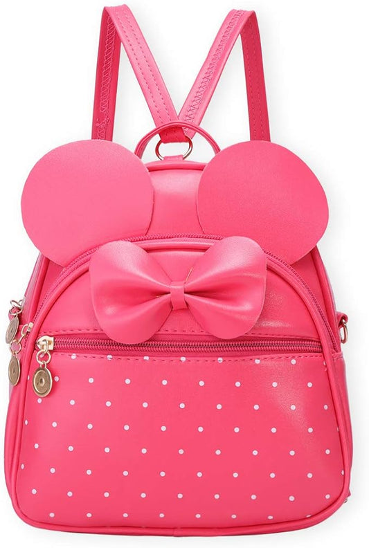 KL928 Girls Bowknot Polka Dot Cute Mini Backpack Small Daypacks Convertible Shoulder Bag Purse for Women