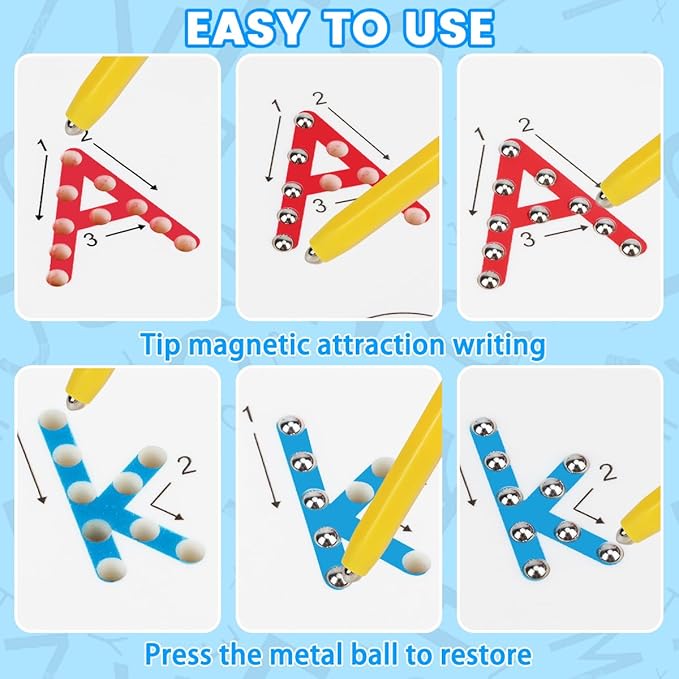 Magnetic Alphabet Tracing Board, ABC Magnetic Letter Board, Magnets Tablet Drawing Board Preschool Learning Toys for Kids