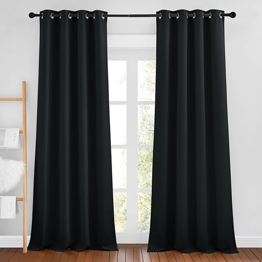 NICETOWN Black Out Curtains 96 inches Long, Grommet Thermal Insulated Blackout Curtains Privacy Window Treatments for Boys Room/Living Room, W46 x L96, 2 Panels