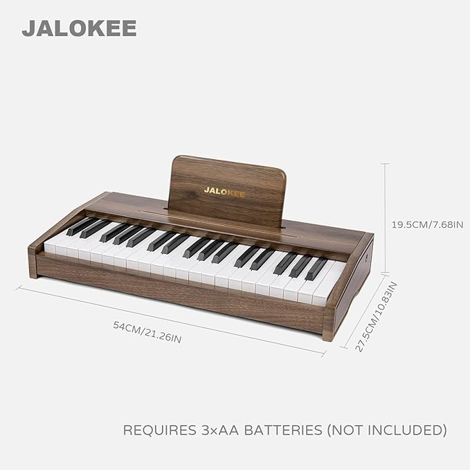 Kids Piano Keyboard, Digital Piano for Kids, Music Educational Instrument Toy, Wood Toy for 3+ Girls and Boys (Walnut, 37 Keys)