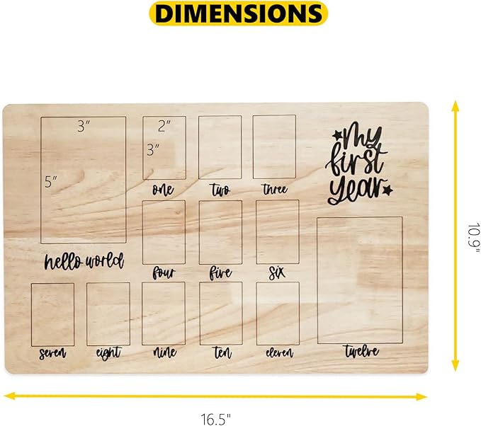 CHONIC My First Year Photo Board, 1st Birthday Gifts for Boy or Girls, 12 Month Pictures Frame for Baby First Year, One Year Birthday Decorations Milestone Sign, Wooden Baby Keepsake Gifts