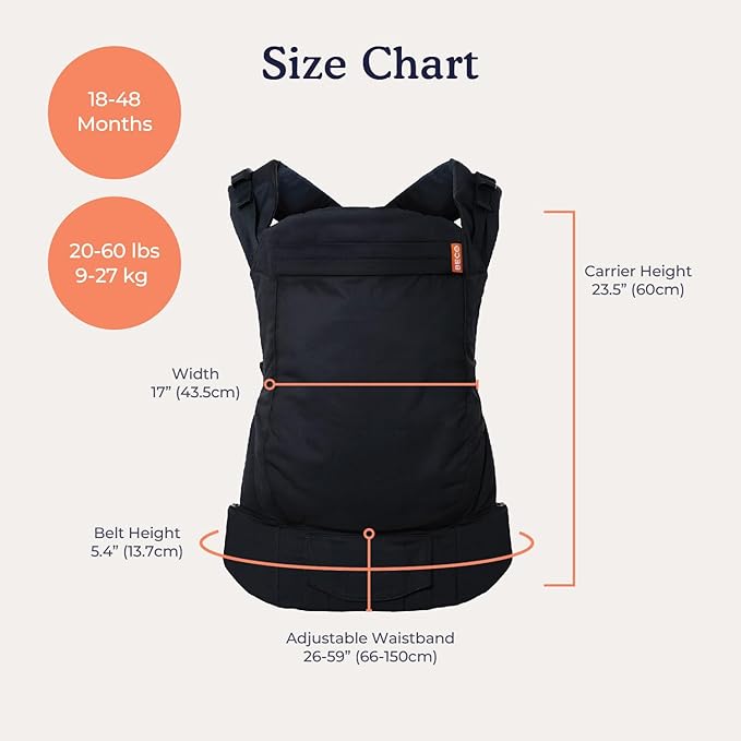 Beco Baby Carrier Toddler Carrier with Extra Wide Seat - 100% Cotton Carrying Backpack Style & Front-Carry,Lightweight & Breathable Child Carrier, Toddler Sling Carrier 20-60 lbs (Metro Black)