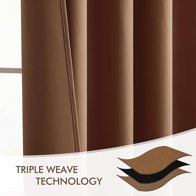 MIULEE Back Tab Blackout Curtains 108 Inch Long 2 Panels Set for Living Room Bedroom, Rod Pocket/Pinch Pleated Extra Long Thermal Insulated Room Darkening Light Blocking Drapes, Cappuccino Brown