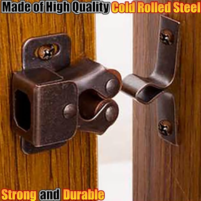 Alise Cabinet Door Latch,Cupboard Closet Doors Catch Closer Double Ball Roller Latches,Cold Rolled Steel Oil-Rubbed Bronze Copper CA1000-12P(Pack of 12)