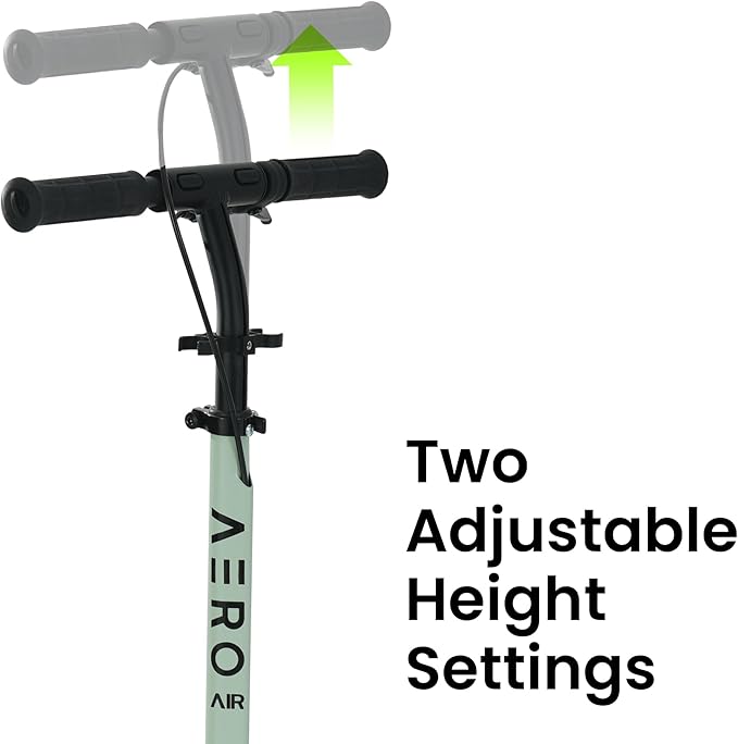 Aero Big Wheels Kick Scooter for Kids 6+, Teens & Adults | Light Up Wheels, Hand Brake, Rubber Deck Mat & Shock Absorption | Foldable & Height Adjustable
