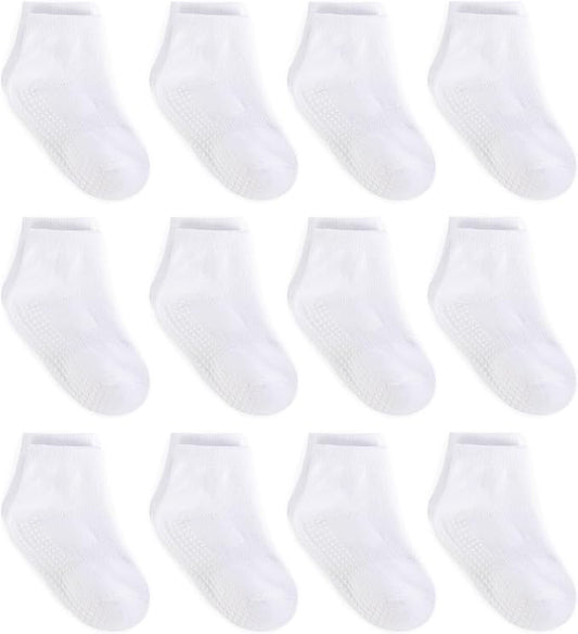 Zaples Baby Non Slip Grip Ankle Socks with Non Skid Soles for Infants Toddlers Kids Boys Girls