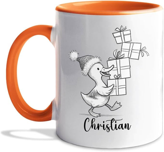 Duck Lover White Ceramic Mug Gift For Girlfriend/Boyfriend/Besties/Sibling, Personalized Duck Accent Coffee Cup, Customized Ducks Coffee Mug With Name, Cute Animal Lover White Travel Mug 11 15 Oz