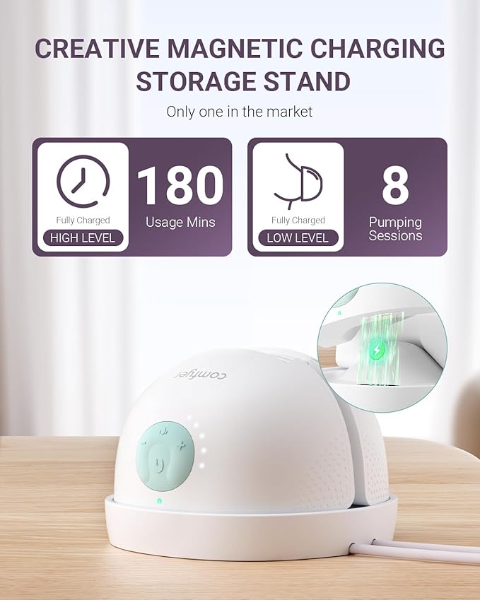 Heated Breast Pump Hands Free, Industry-Leading Heating Tech, Innovative Magnetic Charging Base, App Discreet Control, 20pcs Breastmilk Storage Bags Included, Hospital-Grade Suction, 2 Pack