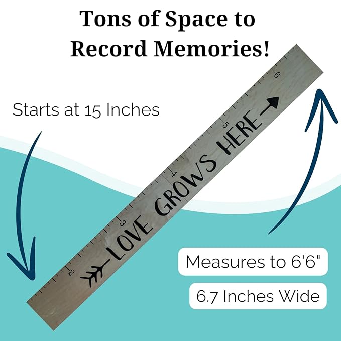 Wooden Growth Chart – Kids Height Chart, Wall Measurement for Kids, Height Chart for Wall, Growth Ruler for Children – Tribal Gray (63"x6.7")