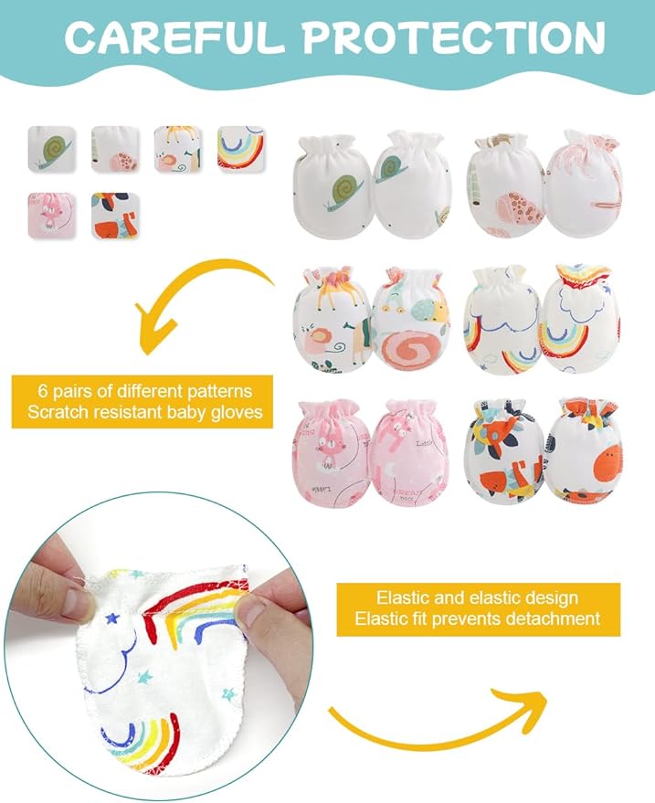 Cute Baby Mittens Newborn, No Scratch Baby Boy Mittens, Baby Girl Hat Gloves for Toddlers, Infant, Newborn