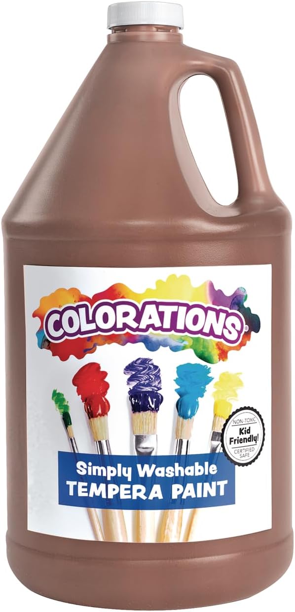 Colorations Paraben-Free Washable Tempera Paint for Kids - 1 Gallon Value Size. Vibrant Brown, Non-Toxic and Made in The USA