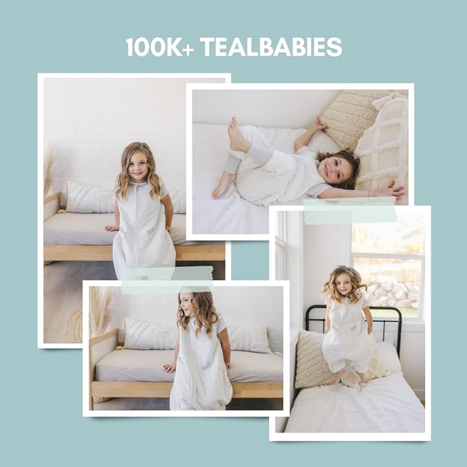 Tealbee DREAMSUIT: Toddler Sleep Sack with Feet 12-18 Months, 18-24 Months - 0.8 TOG Lightweight Summer Baby Wearable Blanket for Walkers - Rayon Made from Bamboo, Organic Cotton Sleeping Bag - Dash