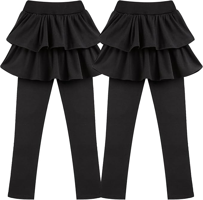 Girls School Uniform Pants Leggings with Skirts Stretch Warm Jegging 4-12 Years