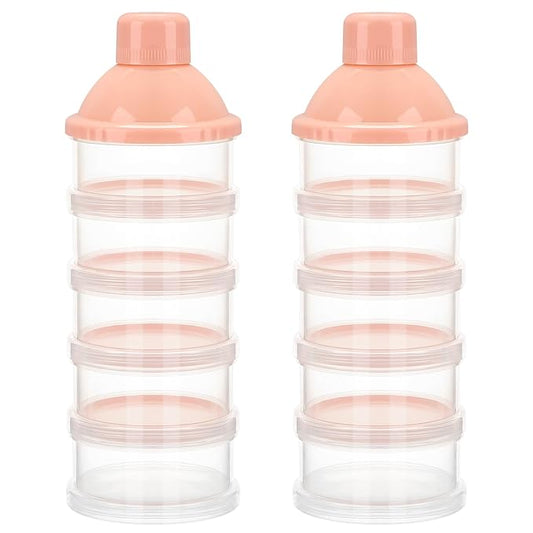 Accmor Formula Dispenser On The Go, 5 Compartments Stackable Formula Container for Travel, Baby Milk Powder Kids Snack Container, BPA Free