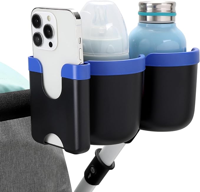 Accmor Stroller Cup Holder with Phone Holder, Bike Cup Holder, Universal Cup Holder for Uppababy Nuna Doona Strollers, 2-in-1 Cup Phone Holder for Stroller, Bike, Wheelchair, Walker, Scooter