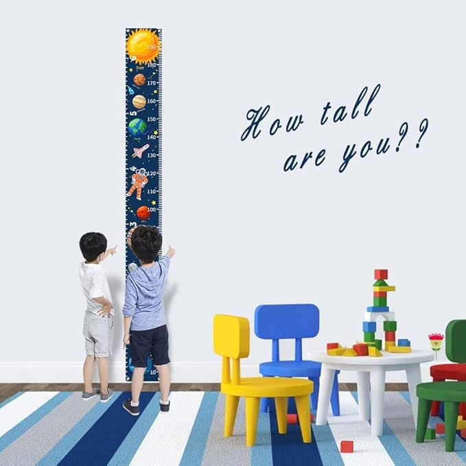 Outer Space Growth Chart for Kids Planets Baby Height Chart Canvas Height Measuring Rulers for Boys Girls Removable Growth Height Chart for Nursery Toddlers Child's Room Decor 79" x 7.9"