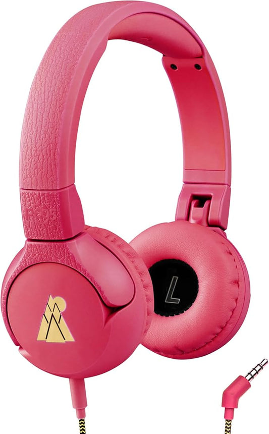 POGS Kids Wired Headphones | The Elephant 2 | Adjustable, Durable Headphones for Kids 3+ | Limited to 85 dB, Microphone | On-Ear | Music-Sharing Function Safe 3.5mm Audio Cable (3.2ft) (rPink)