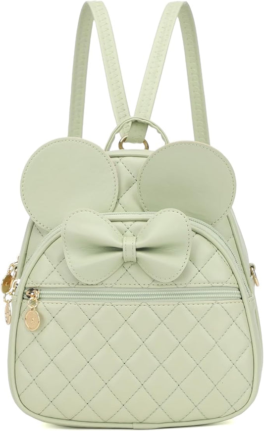 KL928 Girls Bowknot Polka Dot Cute Mini Backpack Small Daypacks Convertible Shoulder Bag Purse for Women