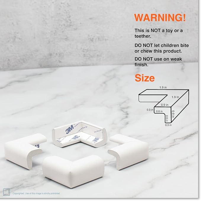 Roving Cove Slim-Fit Corner Edge Protector for Baby Proofing (Small 18ft Edge 8 Corners), Furniture Safety Bumper Guard, Soft NBR Rubber Foam, 3M Adhesive, Oyster White (Off White)