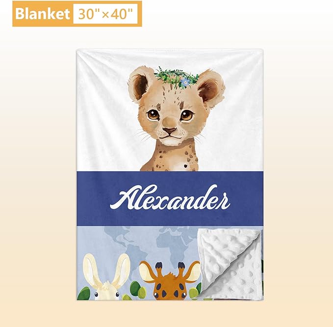 Personalized Baby Crib Bedding Set, 5 Pcs Custom Name Nursery Bedding Set, Deep Blue Leopard Baby Bedding Set for Boys, Double Layer Baby Crib Sets, Customized Gifts for Toddlers Kids Infants