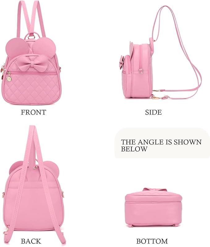 KL928 Girls Bowknot Polka Dot Cute Mini Backpack Small Daypacks Convertible Shoulder Bag Purse for Women