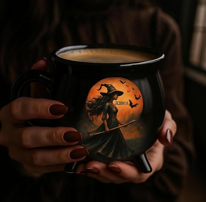 Custom Witch Cauldron Mug, Witch Themed Halloween Coffee Mug, Personalized Witches Brew Halloween Coffee Mug For Women, Besties, Family, Witches Cauldron (3 Pcs)