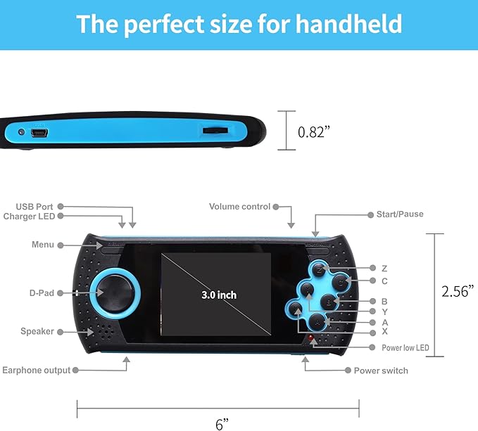 16 Bit Handheld Game for Kids Built-in 230 HD Classic Retro Video Games USB Rechargeable 3.0 Inch Childrens Travel Electronics Toys Portable Gaming Player System Gift for Boys Girls Ages 4-8-12