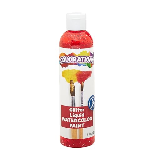 Colorations Liquid Glitter Watercolor Paint, 8 fl oz, Red, Non-Toxic, Painting, Kids, Craft, Hobby, Fun, Water Color, Posters, Cool Effects, Versatile, Gift