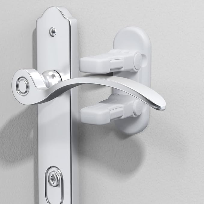 Door Lever Lock (3 Pack) Door Locks for Kids Safety, Baby Proofing Door Knob Child Proof Door Knob Covers, Child Safety Locks for Doors, with 3M Adhesive, for Doors, Windows, Bathtubs, Faucets (White)