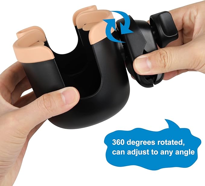 Accmor Stroller Cup Holder with Phone Holder, Bike Cup Holder, Universal Cup Holder for Uppababy Nuna Doona Strollers, 2-in-1 Cup Phone Holder for Stroller, Bike, Wheelchair, Walker, Scooter