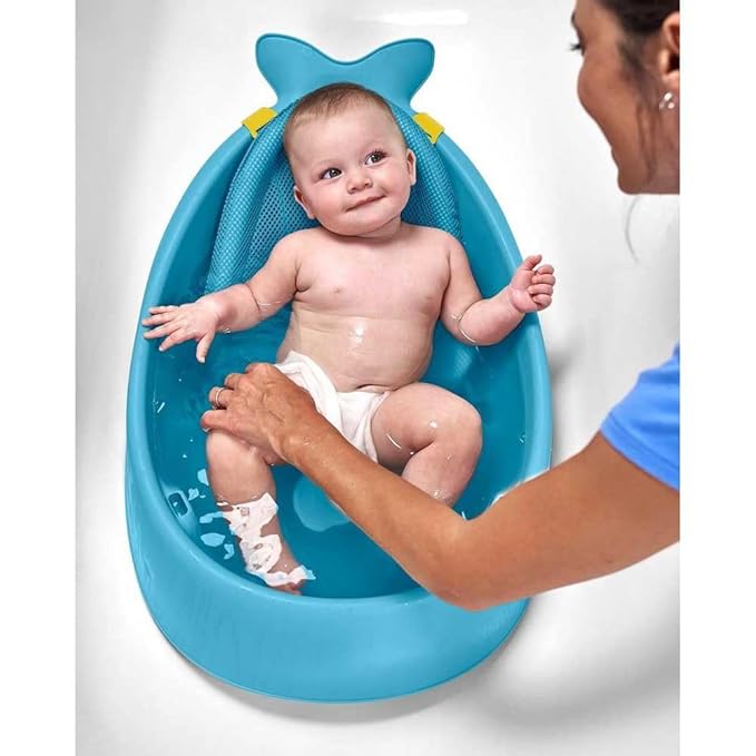 Skip Hop Infant Bath Tub 3-Stage Grow With Baby Smart Sling MOBY Bathtub Blue Age 0+